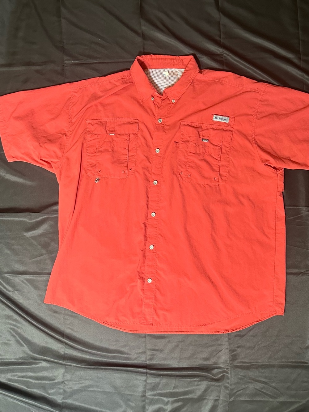 Columbia Men’s Coral-Red Short Sleeve Button-Down Shirt